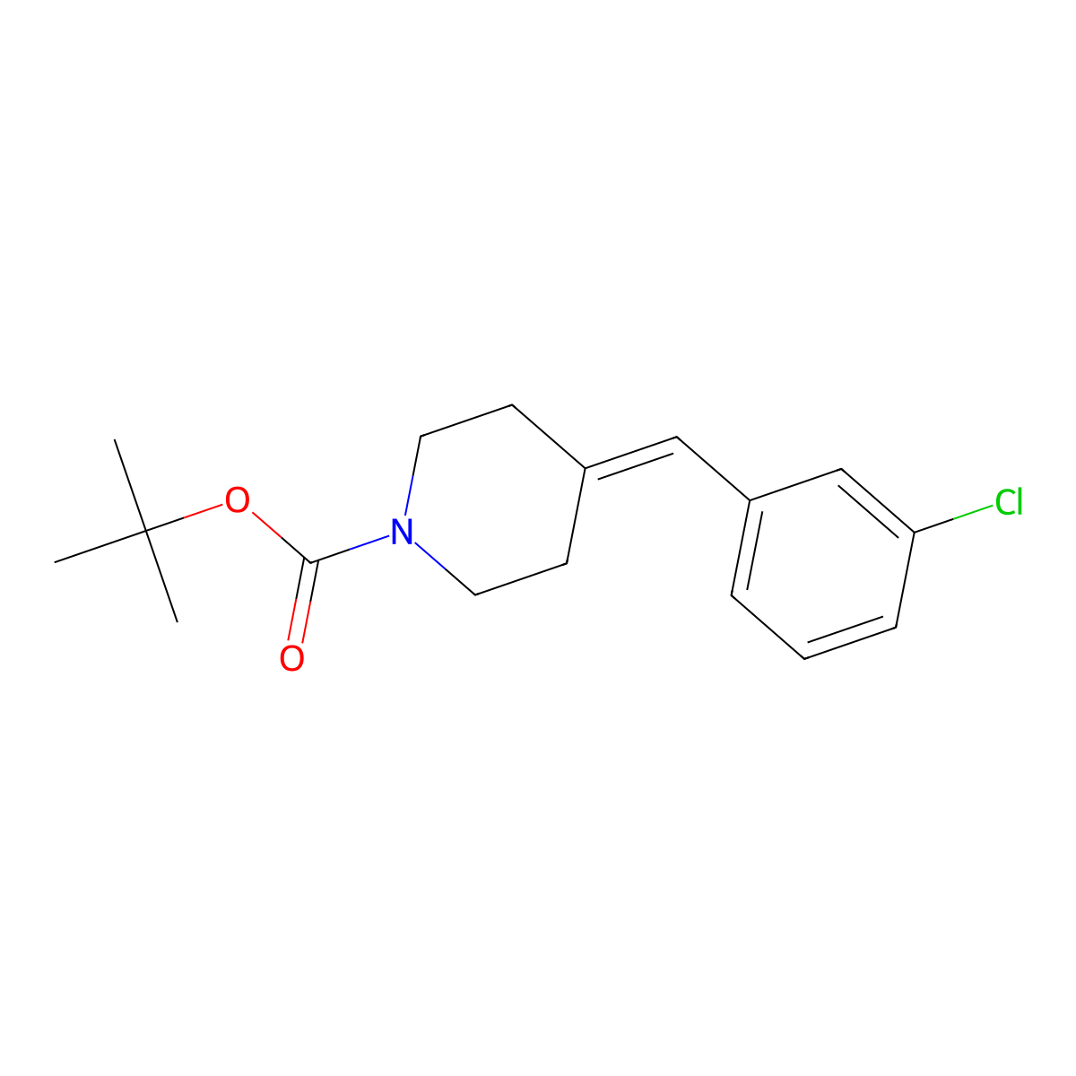 Tert-butyl 4-(3-chlorobenzylidene)piperidine-1-carboxylate molecular structure, CAS 300552-77-6