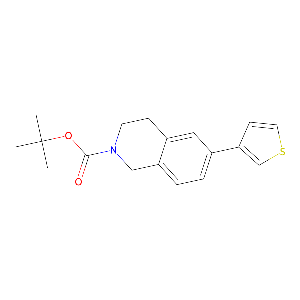 6-Thiophen-3-yl-3,4-dihydro-1H-isoquinoline-2-carboxylic acid tert-butyl ester molecular structure, CAS 300553-50-8