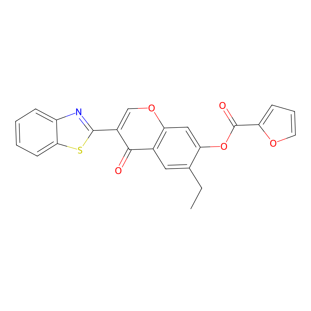 3-(benzo[d]thiazol-2-yl)-6-ethyl-4-oxo-4H-chromen-7-yl furan-2-carboxylate molecular structure, CAS 300556-23-4