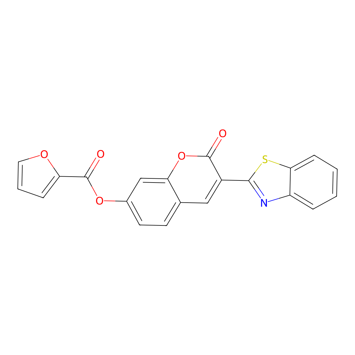 3-(benzo[d]thiazol-2-yl)-2-oxo-2H-chromen-7-yl furan-2-carboxylate molecular structure, CAS 300556-24-5