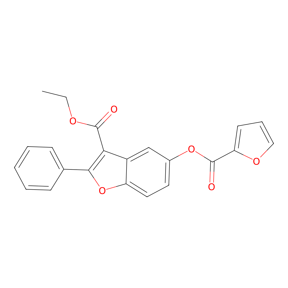 Ethyl 5-(furan-2-carbonyloxy)-2-phenyl-1-benzofuran-3-carboxylate molecular structure, CAS 300556-28-9