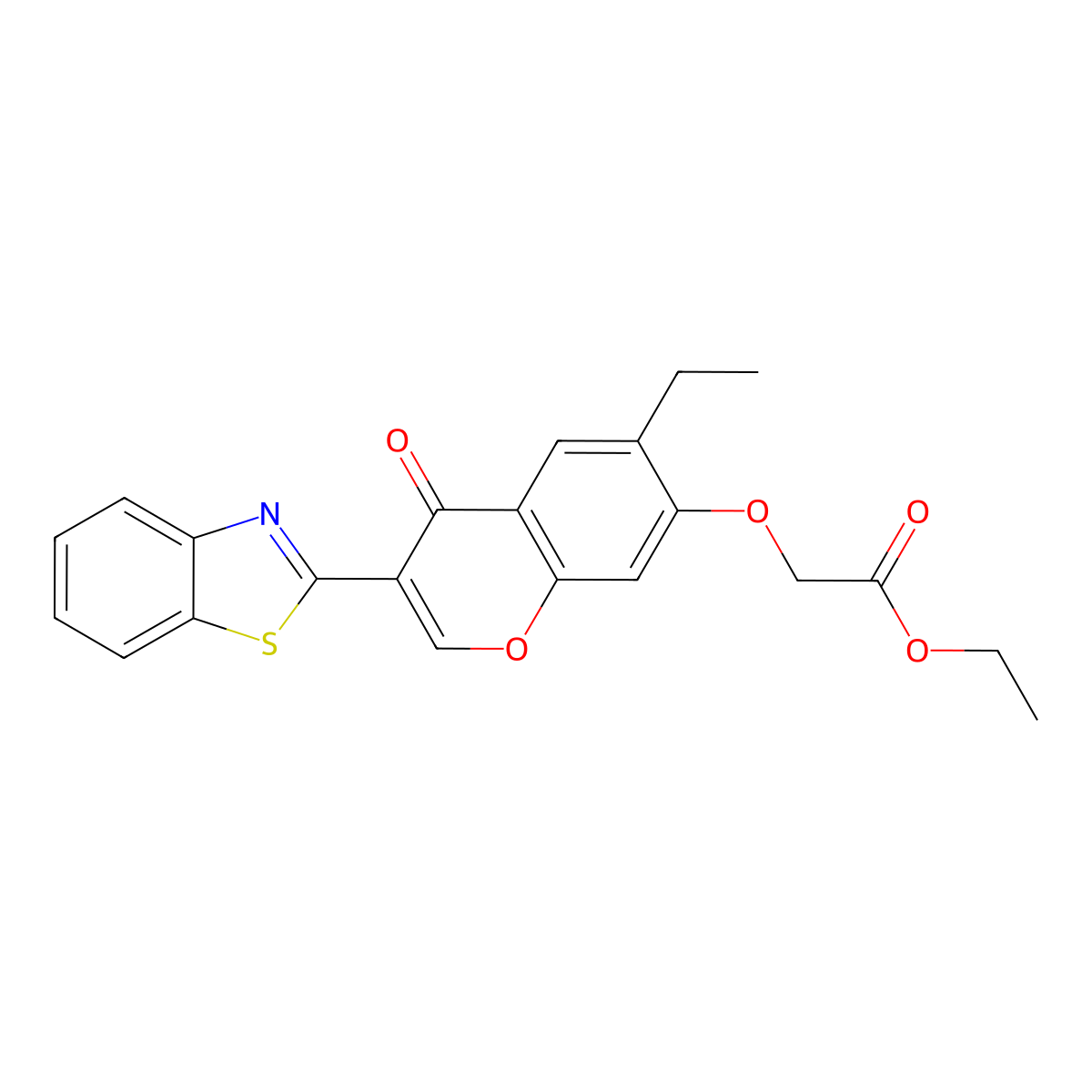 Ethyl 2-(3-benzothiazol-2-yl-6-ethyl-4-oxochromen-7-yloxy)acetate molecular structure, CAS 300556-30-3