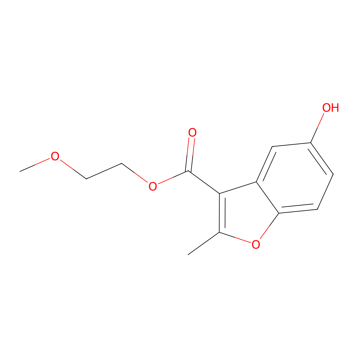 2-Methoxyethyl 5-hydroxy-2-methyl-1-benzofuran-3-carboxylate molecular structure, CAS 300556-62-1
