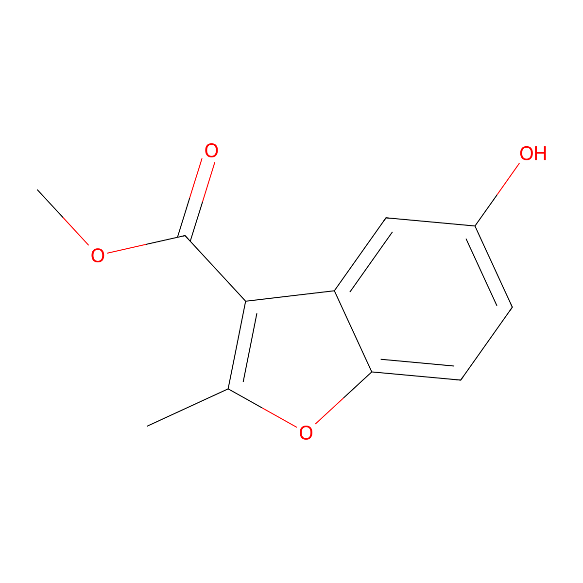 Methyl 5-hydroxy-2-methyl-1-benzofuran-3-carboxylate molecular structure, CAS 300556-63-2