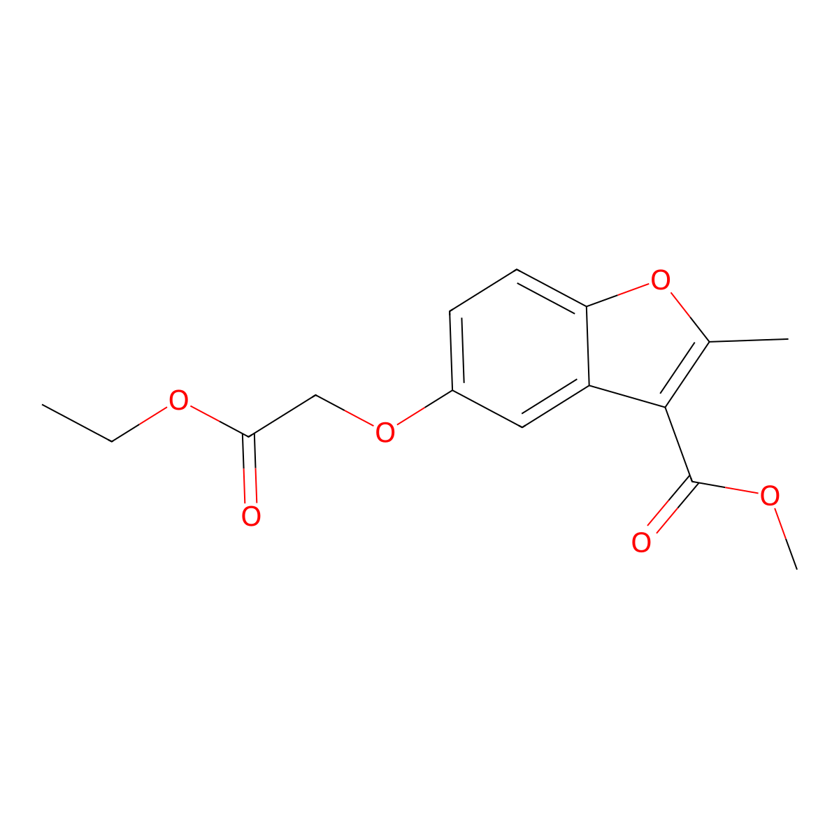 Methyl 5-(2-ethoxy-2-oxoethoxy)-2-methyl-1-benzofuran-3-carboxylate molecular structure, CAS 300556-68-7