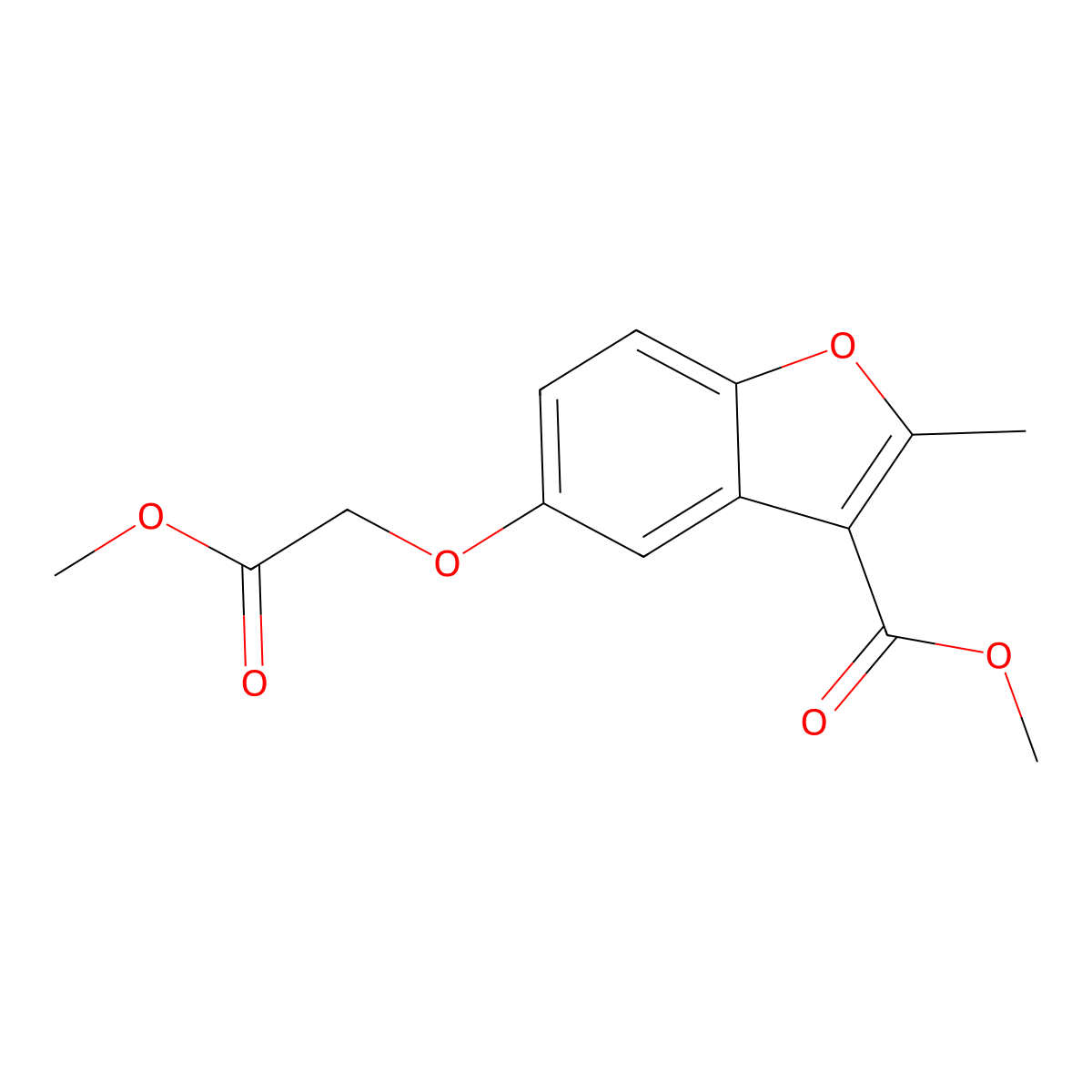 Methyl 5-(2-methoxy-2-oxoethoxy)-2-methyl-1-benzofuran-3-carboxylate molecular structure, CAS 300556-69-8