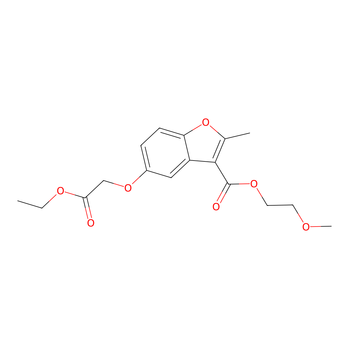 2-Methoxyethyl 5-(2-ethoxy-2-oxoethoxy)-2-methyl-1-benzofuran-3-carboxylate molecular structure, CAS 300556-70-1