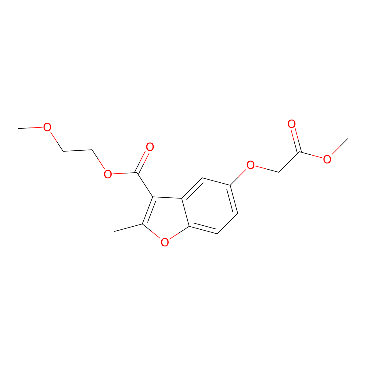 2-Methoxyethyl 5-(2-methoxy-2-oxoethoxy)-2-methyl-1-benzofuran-3-carboxylate molecular structure, CAS 300556-71-2