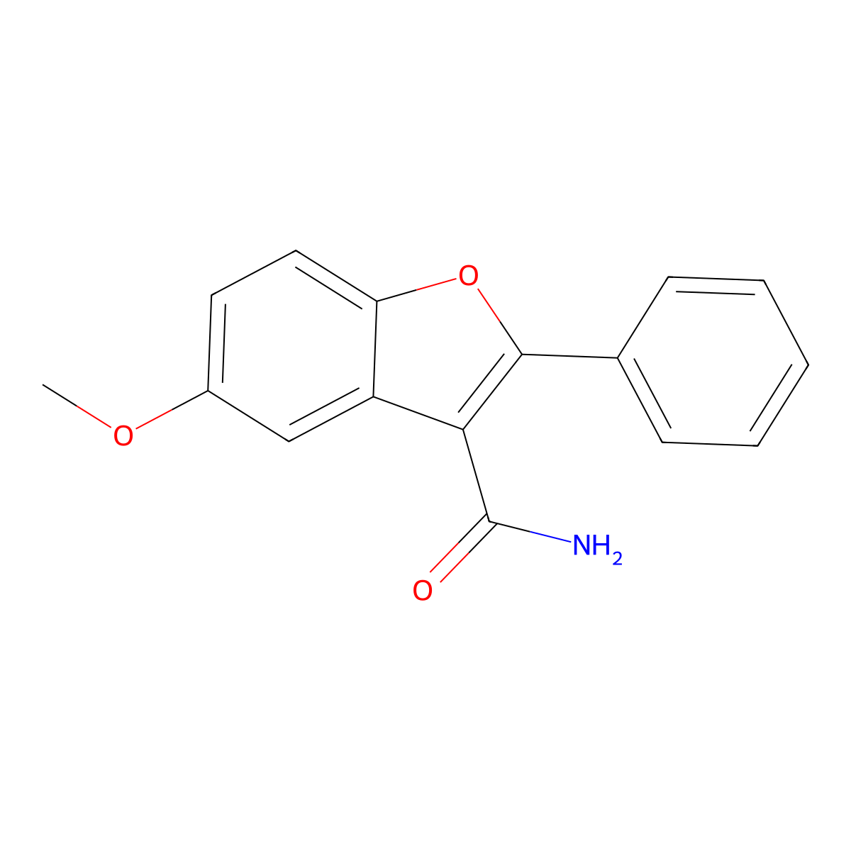 5-Methoxy-2-phenyl-1-benzofuran-3-carboxamide molecular structure, CAS 300556-74-5