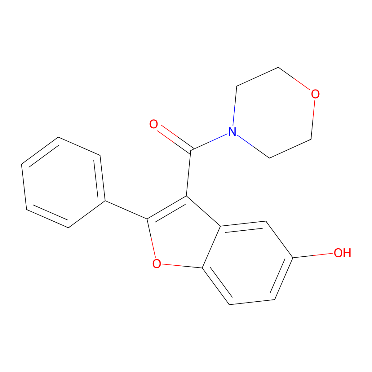 (5-Hydroxy-2-phenyl-3-benzofuranyl)-(4-morpholinyl)methanone molecular structure, CAS 300556-78-9