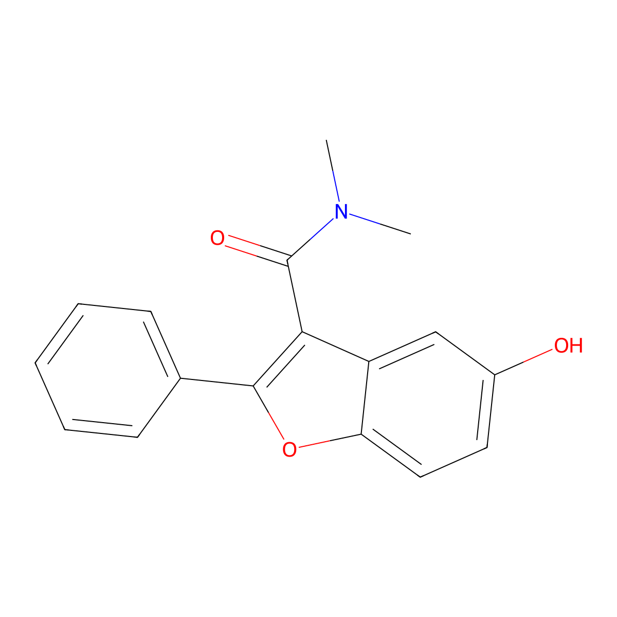 5-hydroxy-N,N-dimethyl-2-phenyl-1-benzofuran-3-carboxamide molecular structure, CAS 300556-81-4