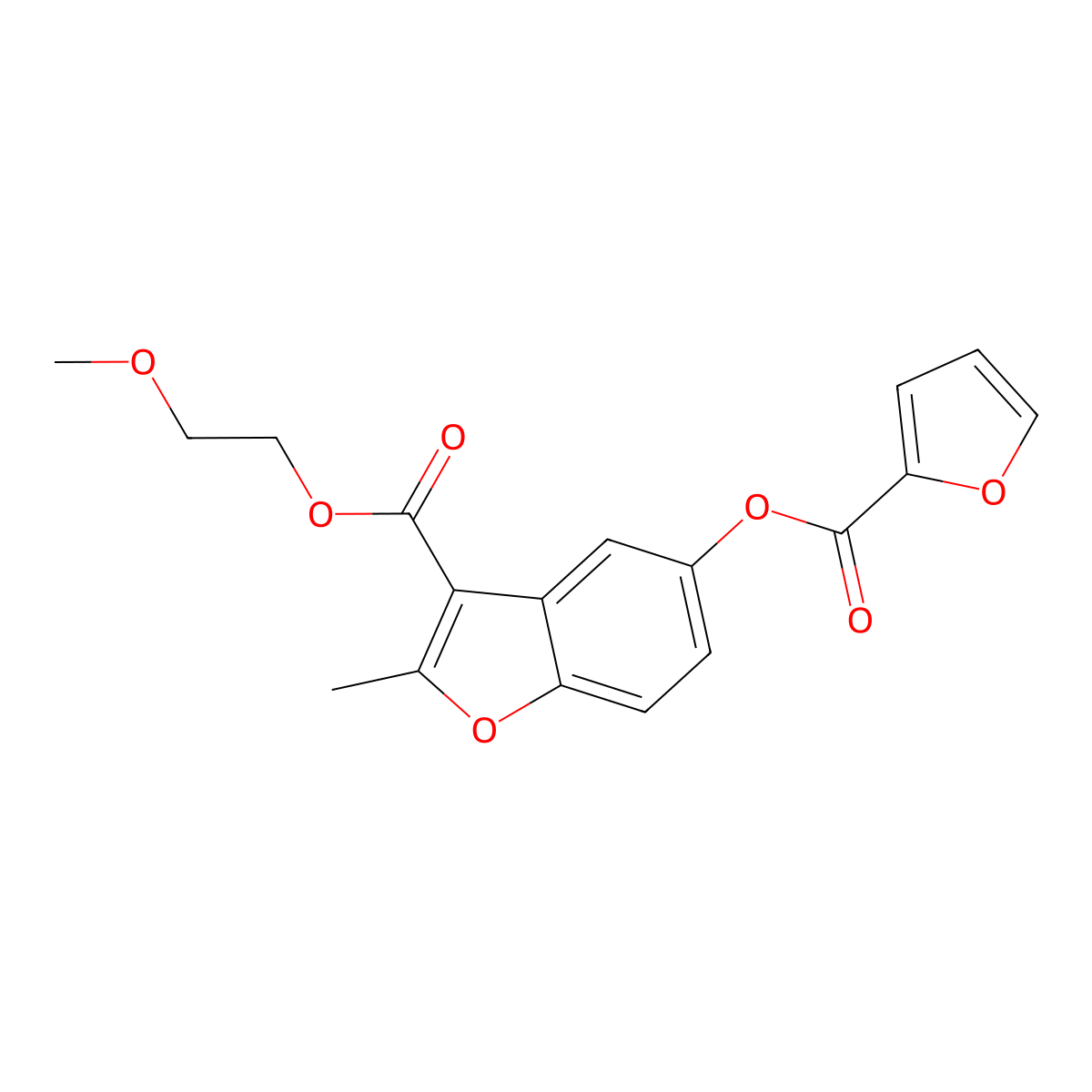 2-Methoxyethyl 5-(furan-2-carbonyloxy)-2-methyl-1-benzofuran-3-carboxylate molecular structure, CAS 300556-88-1