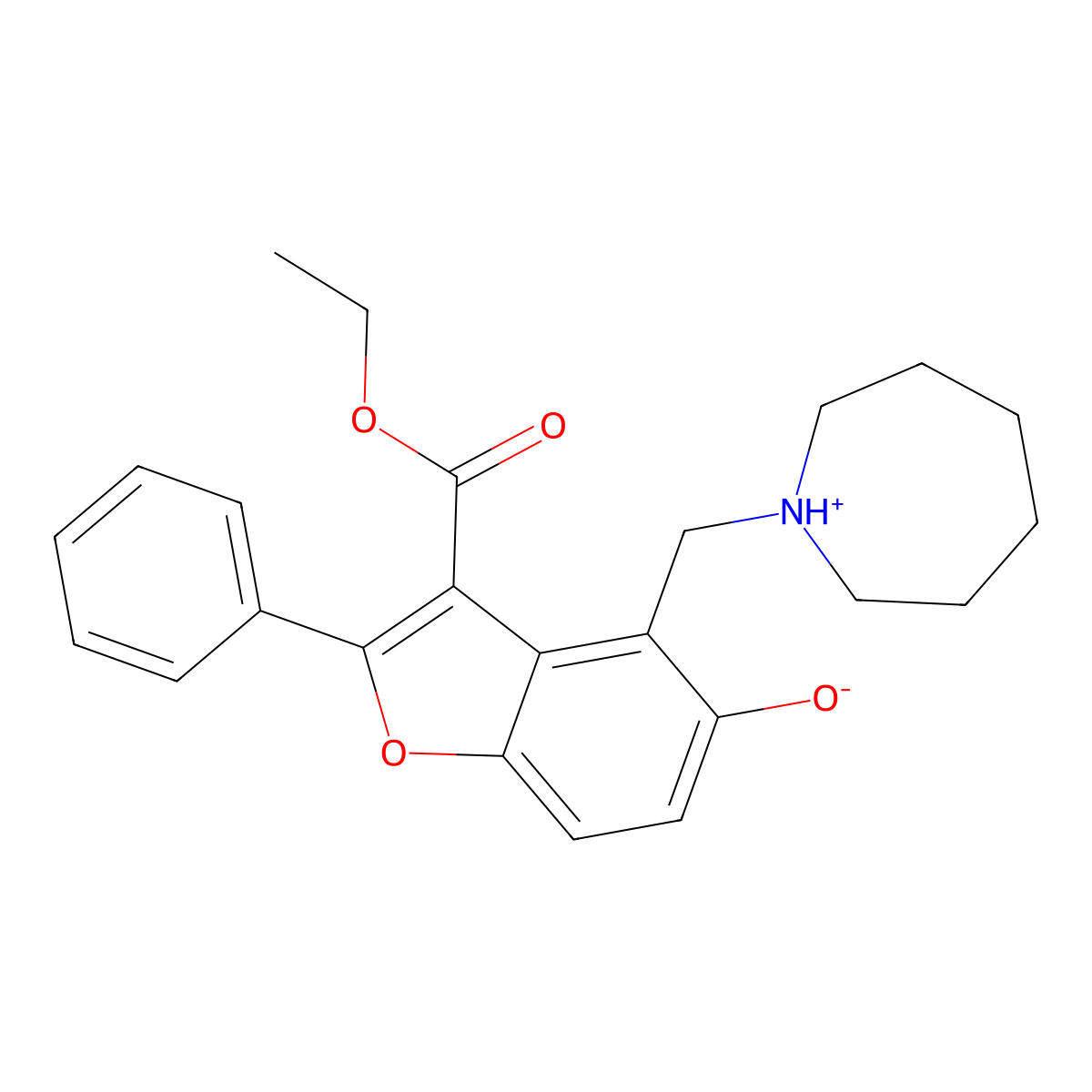 Ethyl 4-(azepan-1-ylmethyl)-5-hydroxy-2-phenyl-1-benzofuran-3-carboxylate molecular structure, CAS 300556-97-2