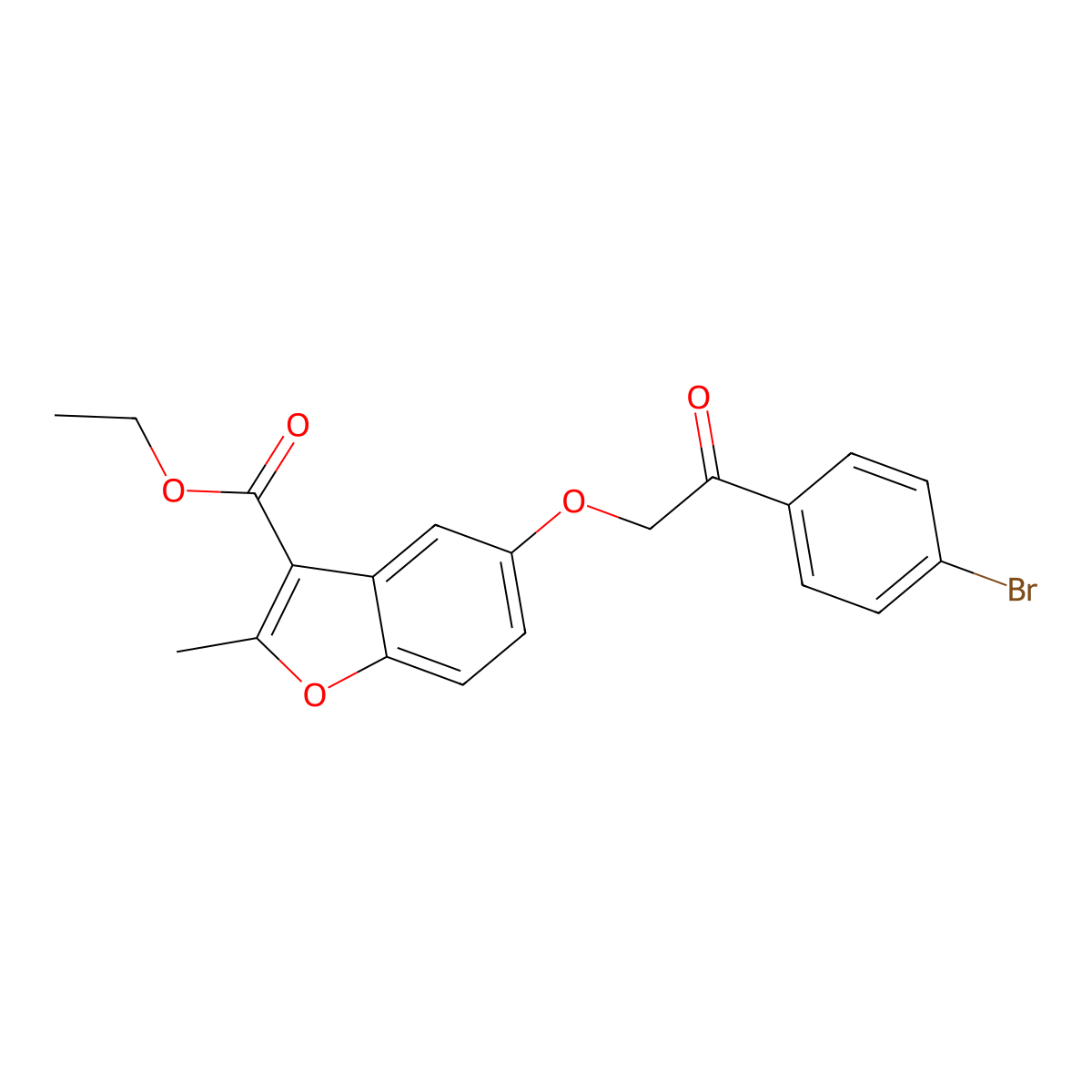 Ethyl 5-[2-(4-bromophenyl)-2-oxoethoxy]-2-methyl-1-benzofuran-3-carboxylate molecular structure, CAS 300557-02-2