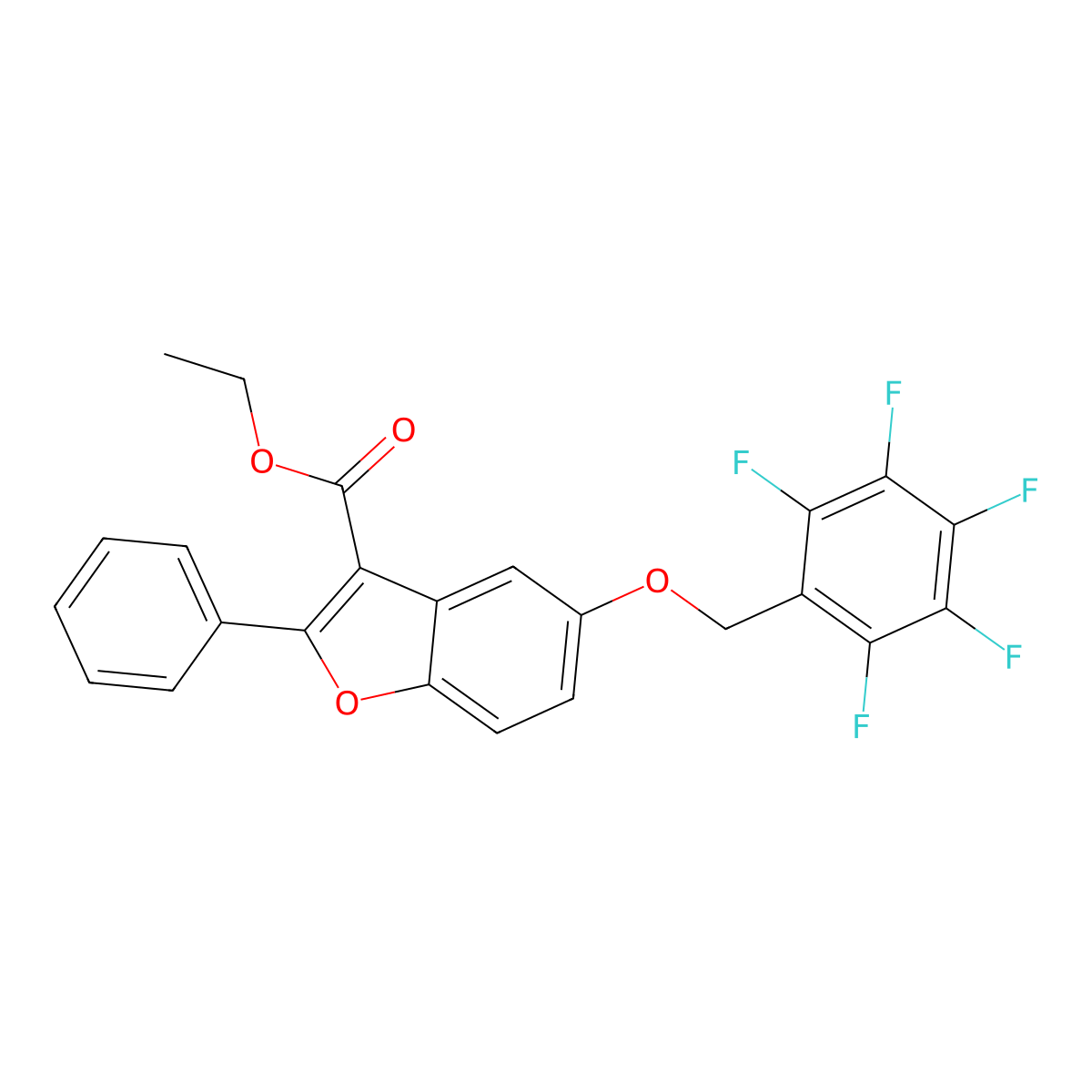 Ethyl 5-[(2,3,4,5,6-pentafluorophenyl)methoxy]-2-phenyl-1-benzofuran-3-carboxylate molecular structure, CAS 300557-08-8