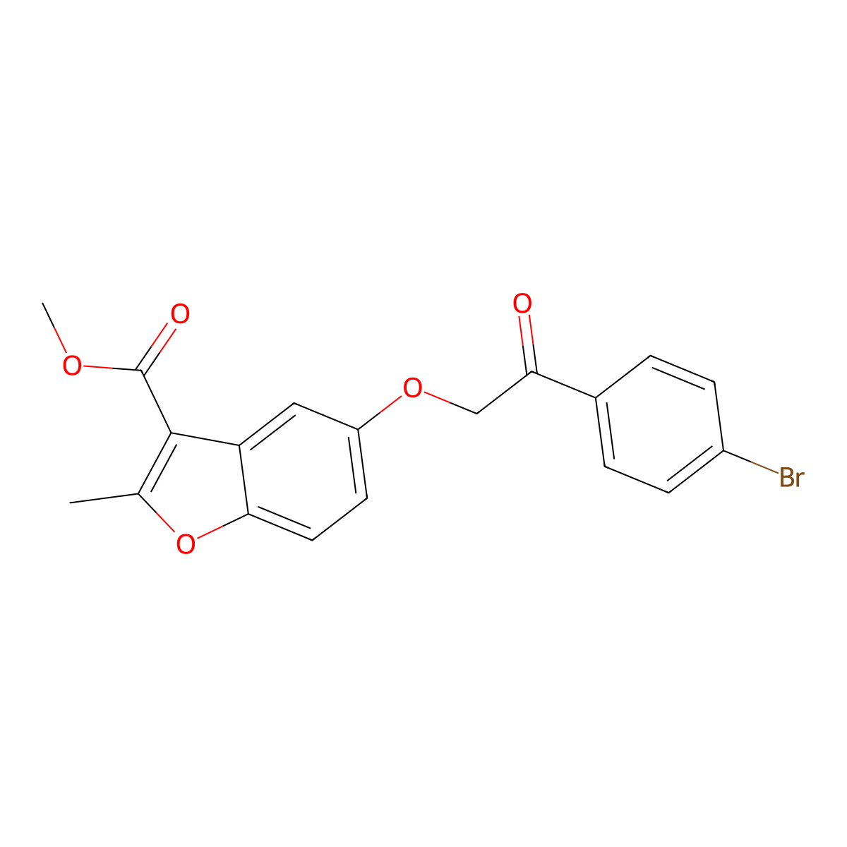Methyl 5-[2-(4-bromophenyl)-2-oxoethoxy]-2-methyl-1-benzofuran-3-carboxylate molecular structure, CAS 300557-11-3