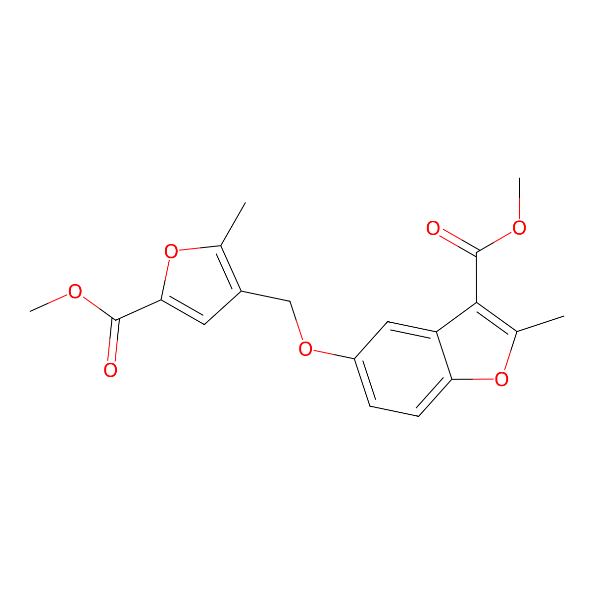 5-[(5-Methoxycarbonyl-2-methyl-3-furanyl)methoxy]-2-methyl-3-benzofurancarboxylic acid methyl ester molecular structure, CAS 300557-14-6