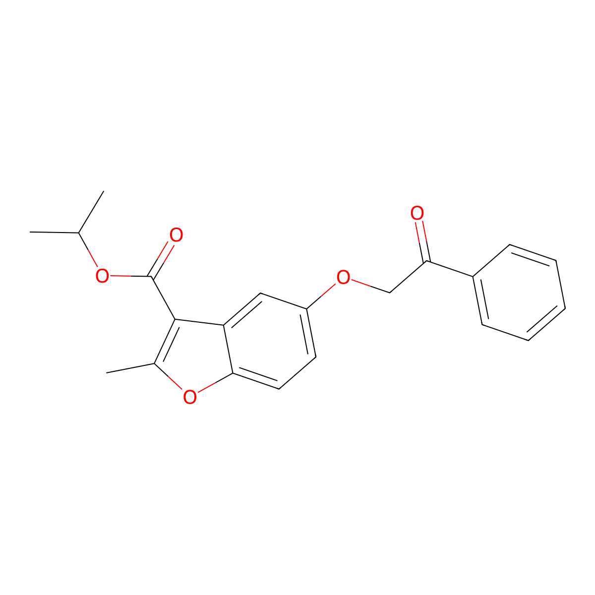 Propan-2-yl 2-methyl-5-(2-oxo-2-phenylethoxy)-1-benzofuran-3-carboxylate molecular structure, CAS 300557-17-9