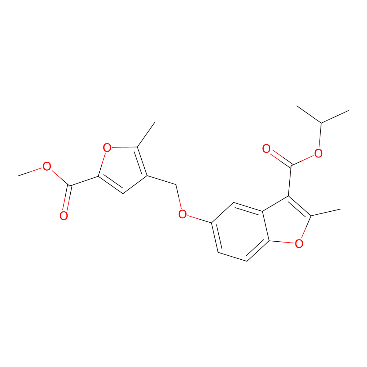 Propan-2-yl 5-{[5-(methoxycarbonyl)-2-methylfuran-3-yl]methoxy}-2-methyl-1-benzofuran-3-carboxylate molecular structure, CAS 300557-19-1