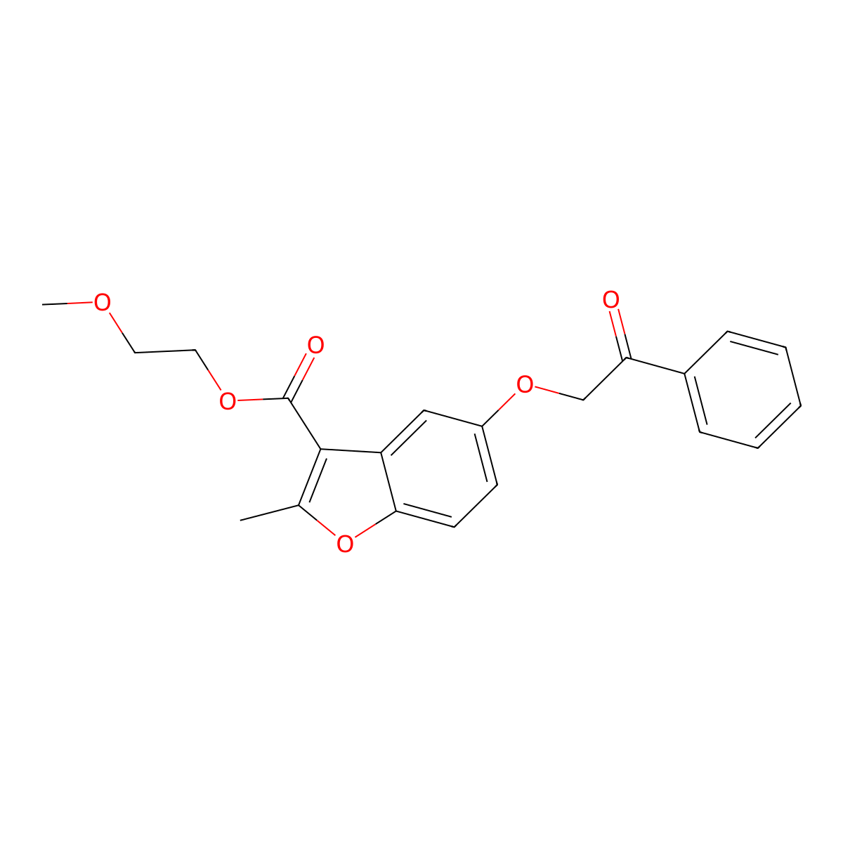 2-Methoxyethyl 2-methyl-5-(2-oxo-2-phenylethoxy)-1-benzofuran-3-carboxylate molecular structure, CAS 300557-22-6