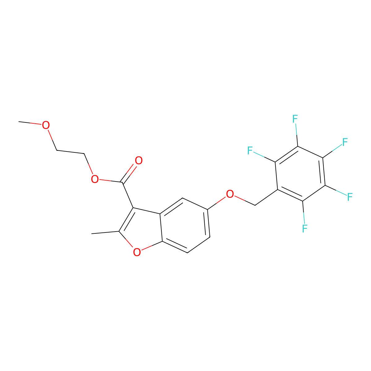 2-Methoxyethyl 2-methyl-5-((perfluorophenyl)methoxy)benzofuran-3-carboxylate molecular structure, CAS 300557-23-7