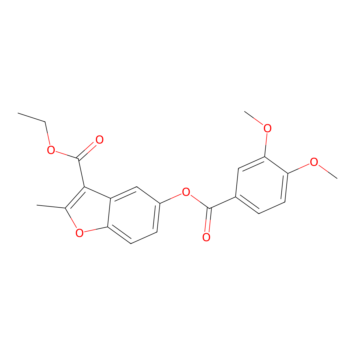 Ethyl 5-(3,4-dimethoxybenzoyloxy)-2-methyl-1-benzofuran-3-carboxylate molecular structure, CAS 300557-25-9