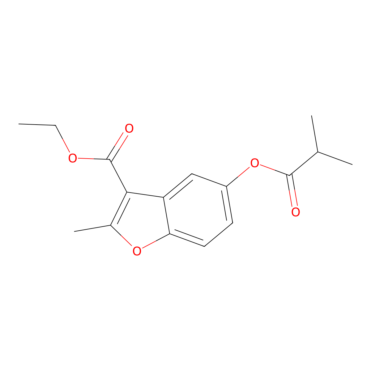 Ethyl 2-methyl-5-(2-methylpropanoyloxy)-1-benzofuran-3-carboxylate molecular structure, CAS 300557-27-1