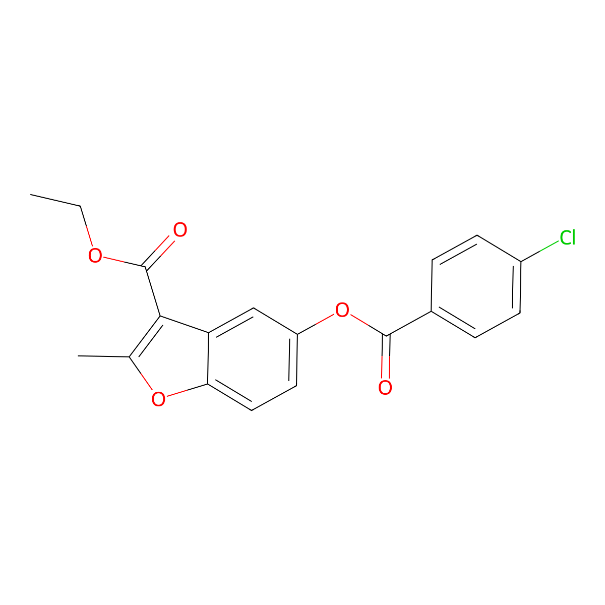 Ethyl 5-[(4-chlorobenzoyl)oxy]-2-methyl-1-benzofuran-3-carboxylate molecular structure, CAS 300557-29-3