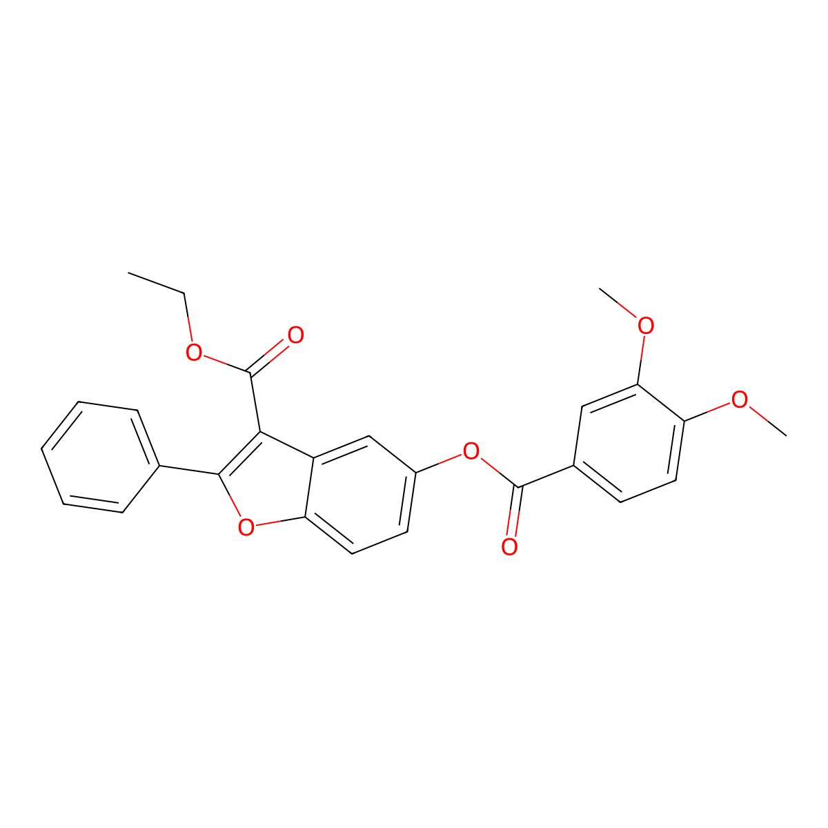 Ethyl 5-((3,4-dimethoxybenzoyl)oxy)-2-phenylbenzofuran-3-carboxylate molecular structure, CAS 300557-30-6