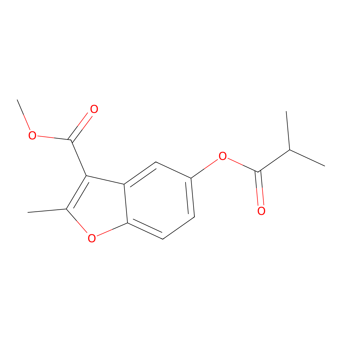 Methyl 2-methyl-5-[(2-methylpropanoyl)oxy]-1-benzofuran-3-carboxylate molecular structure, CAS 300557-34-0