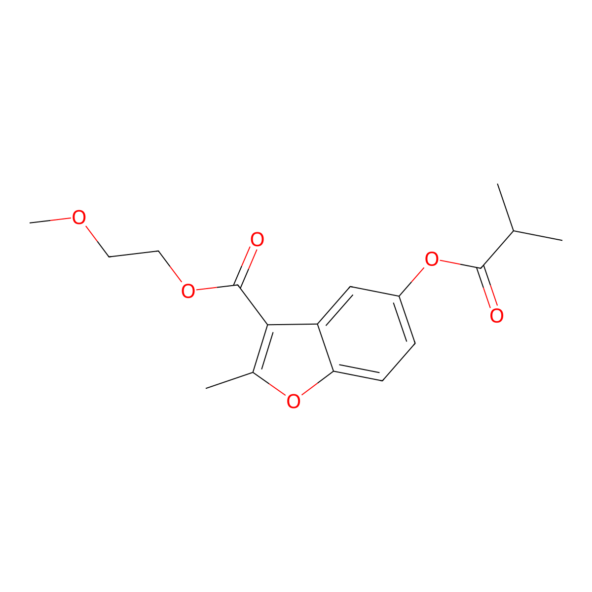 2-Methoxyethyl 5-(isobutyryloxy)-2-methylbenzofuran-3-carboxylate molecular structure, CAS 300557-36-2