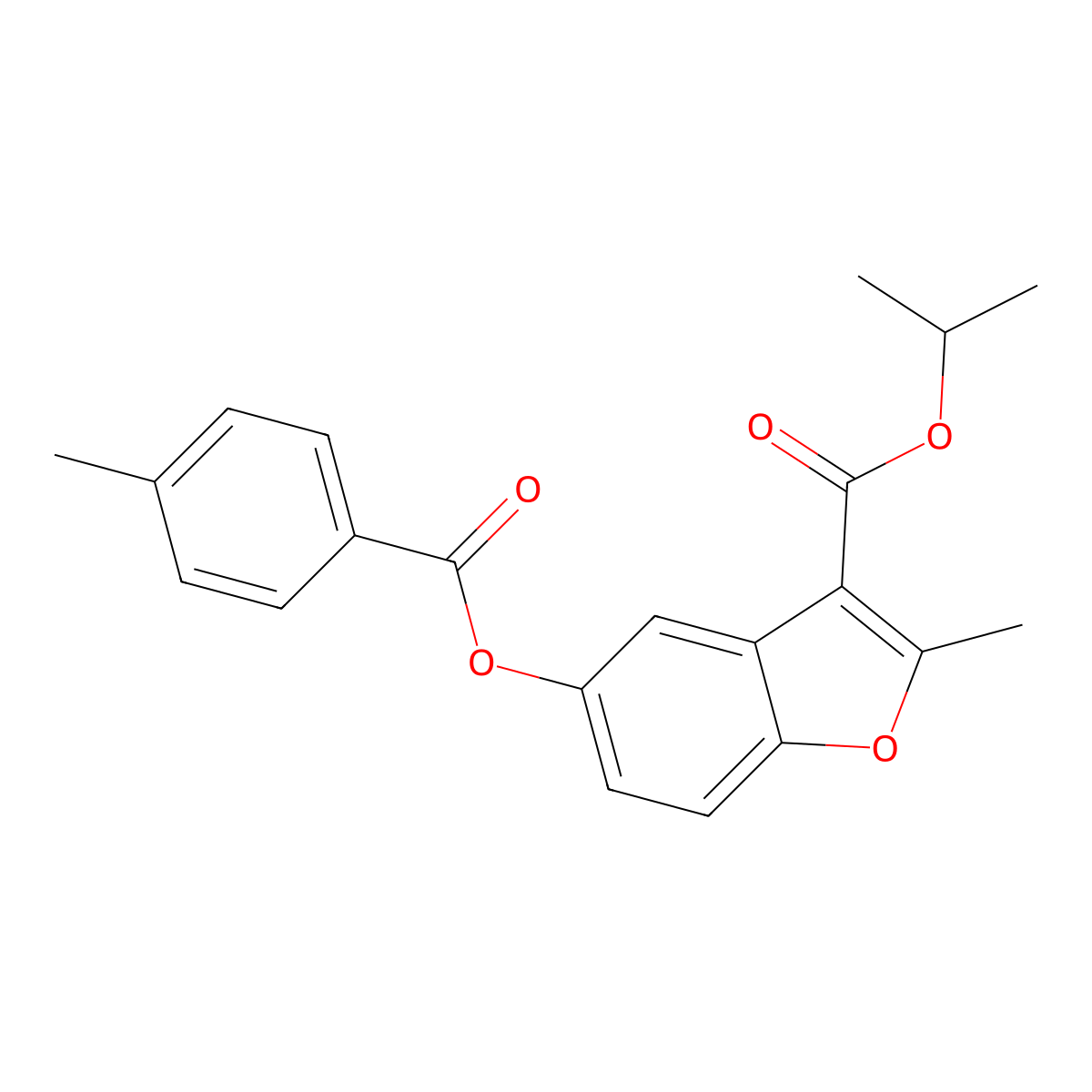 Propan-2-yl 2-methyl-5-(4-methylbenzoyl)oxy-1-benzofuran-3-carboxylate molecular structure, CAS 300557-44-2