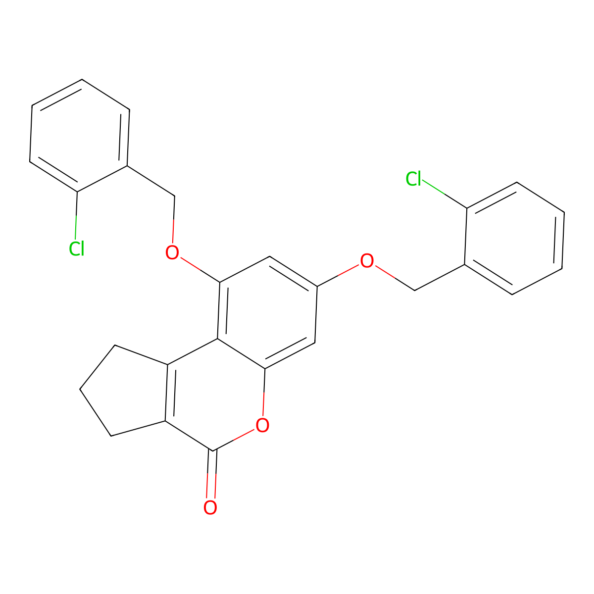 7,9-bis[(2-chlorobenzyl)oxy]-2,3-dihydrocyclopenta[c]chromen-4(1H)-one molecular structure, CAS 300557-65-7