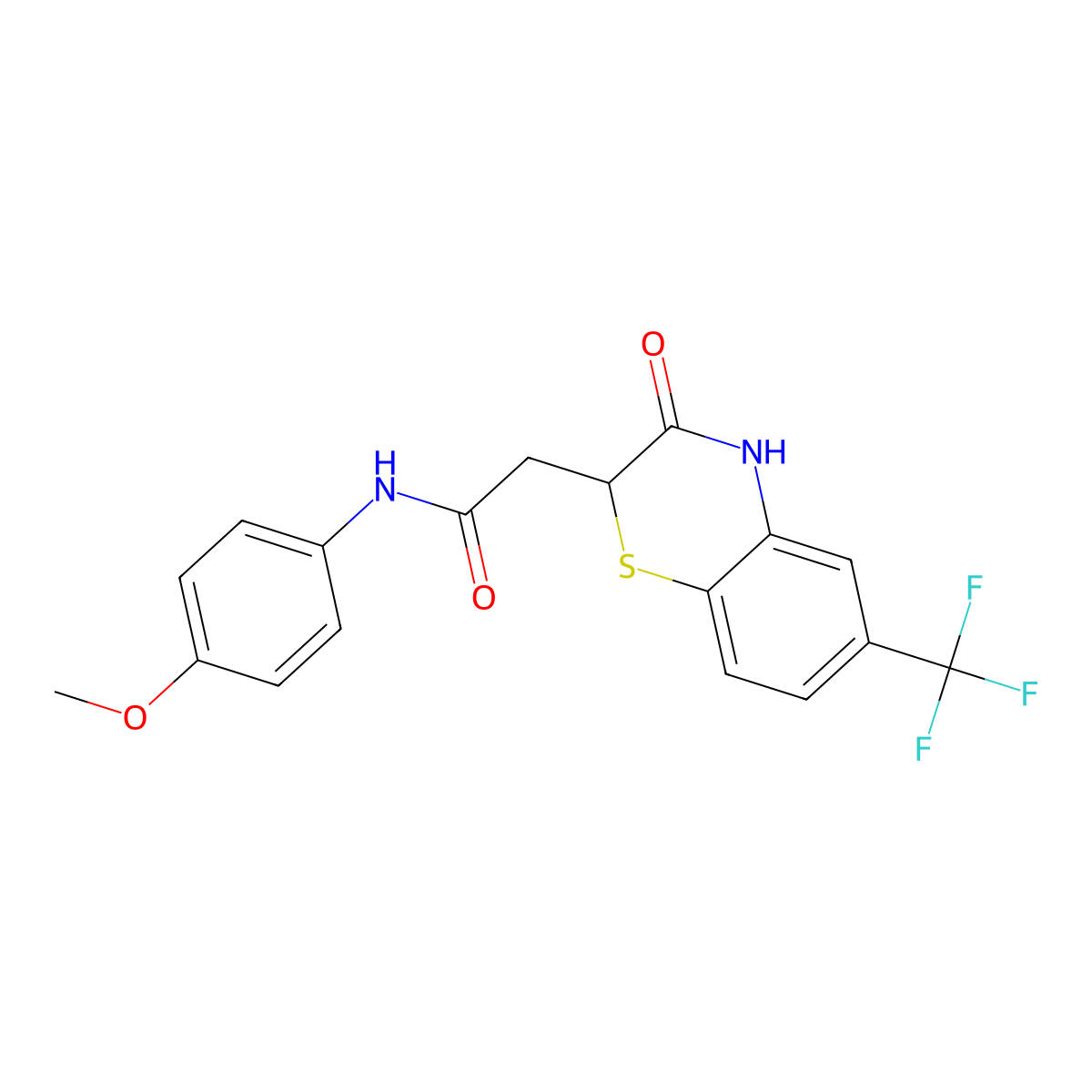 N-(4-methoxyphenyl)-2-[3-oxo-6-(trifluoromethyl)-3,4-dihydro-2H-1,4-benzothiazin-2-yl]acetamide molecular structure, CAS 300557-68-0