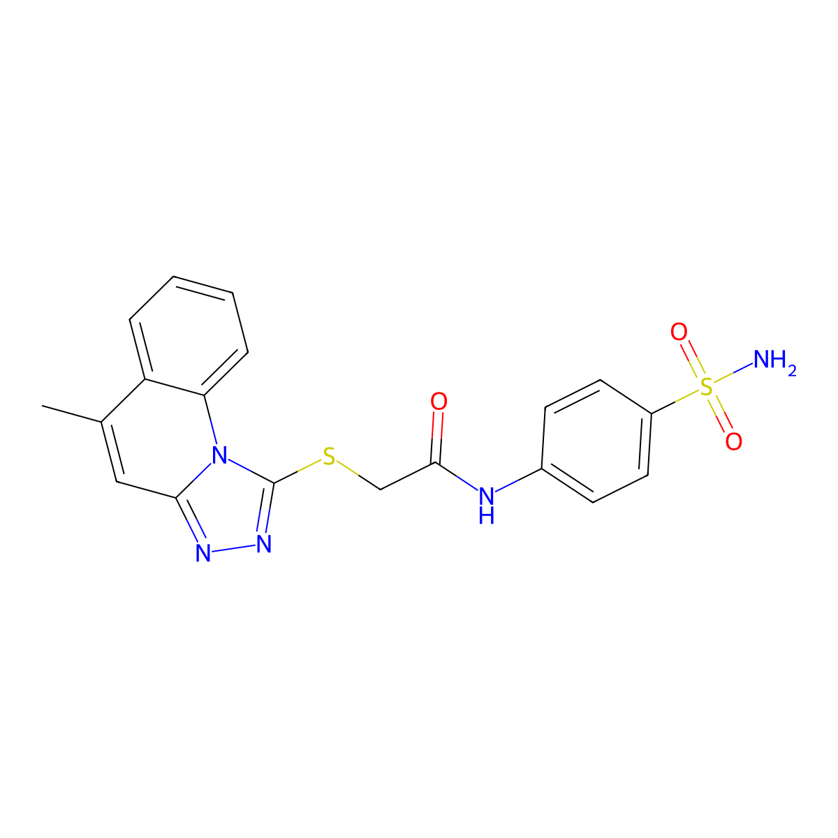 2-((5-methyl-[1,2,4]triazolo[4,3-a]quinolin-1-yl)thio)-N-(4-sulfamoylphenyl)acetamide molecular structure, CAS 300557-82-8