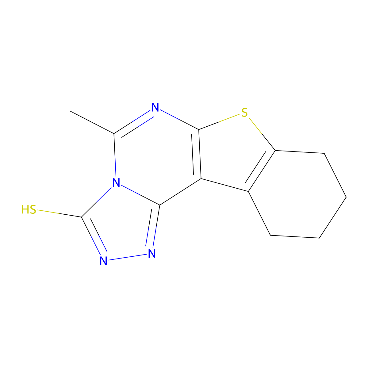 5-Methyl-8,9,10,11-tetrahydro[1]benzothieno[3,2-e][1,2,4]triazolo[4,3-c]pyrimidine-3(2H)-thione molecular structure, CAS 300557-90-8