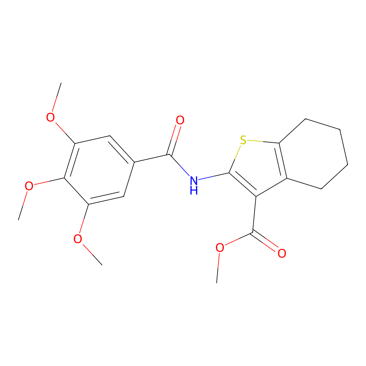 Methyl 2-[(3,4,5-trimethoxybenzoyl)amino]-4,5,6,7-tetrahydro-1-benzothiophene-3-carboxylate molecular structure, CAS 300559-59-5