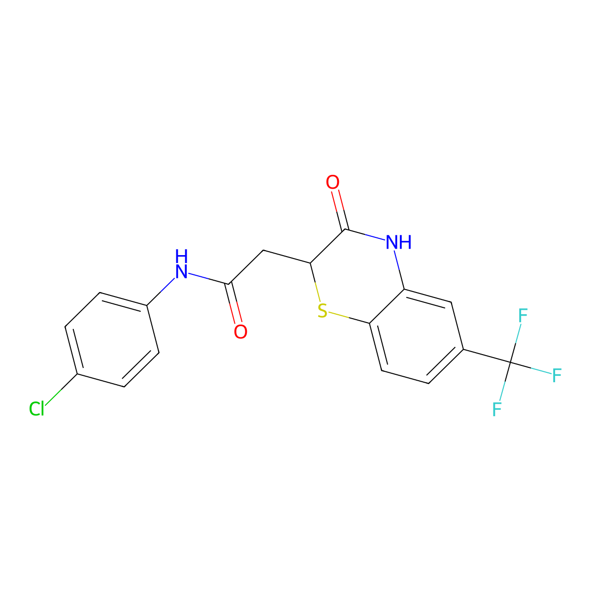 N-(4-chlorophenyl)-2-[3-oxo-6-(trifluoromethyl)-3,4-dihydro-2H-1,4-benzothiazin-2-yl]acetamide molecular structure, CAS 300559-64-2
