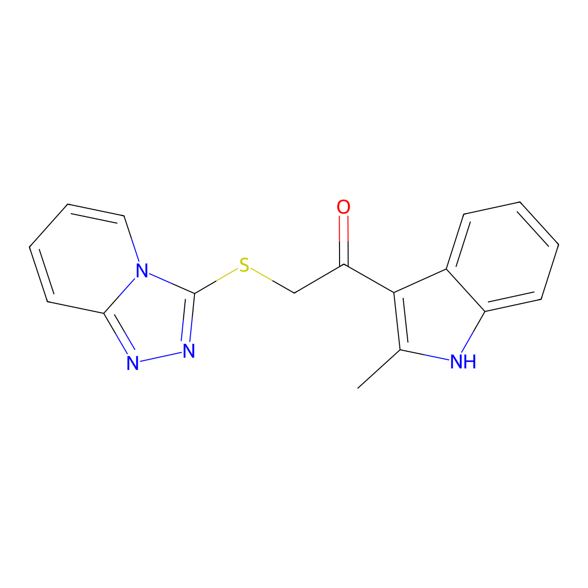 2-([1,2,4]triazolo[4,3-a]pyridin-3-ylthio)-1-(2-methyl-1H-indol-3-yl)ethanone molecular structure, CAS 300559-70-0