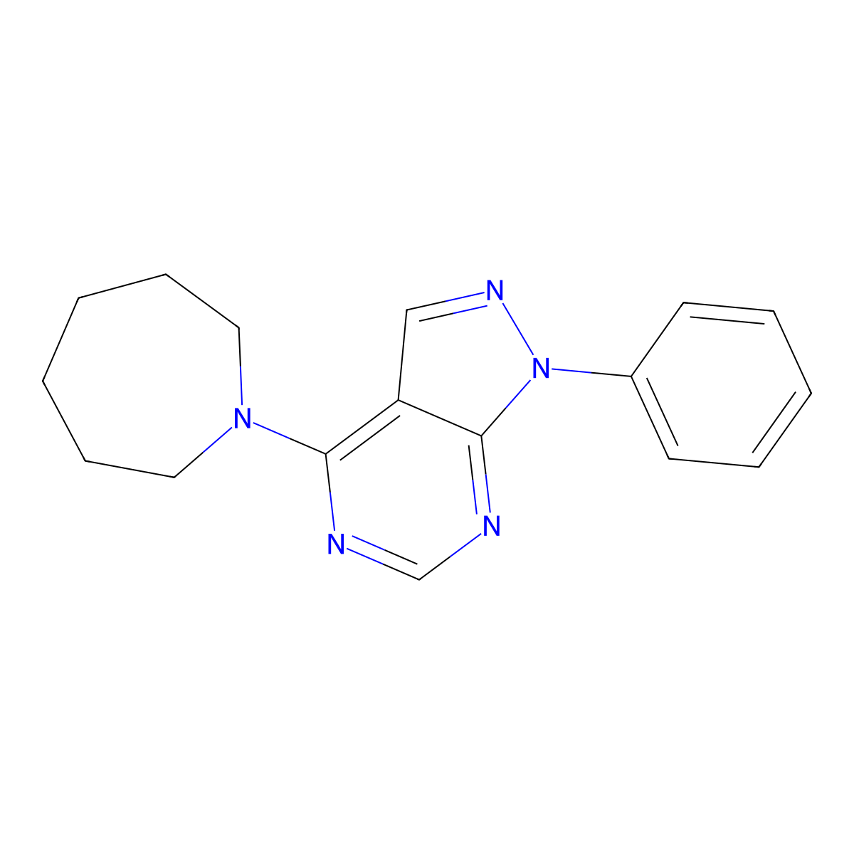 1-{1-phenyl-1H-pyrazolo[3,4-d]pyrimidin-4-yl}azepane molecular structure, CAS 300559-79-9