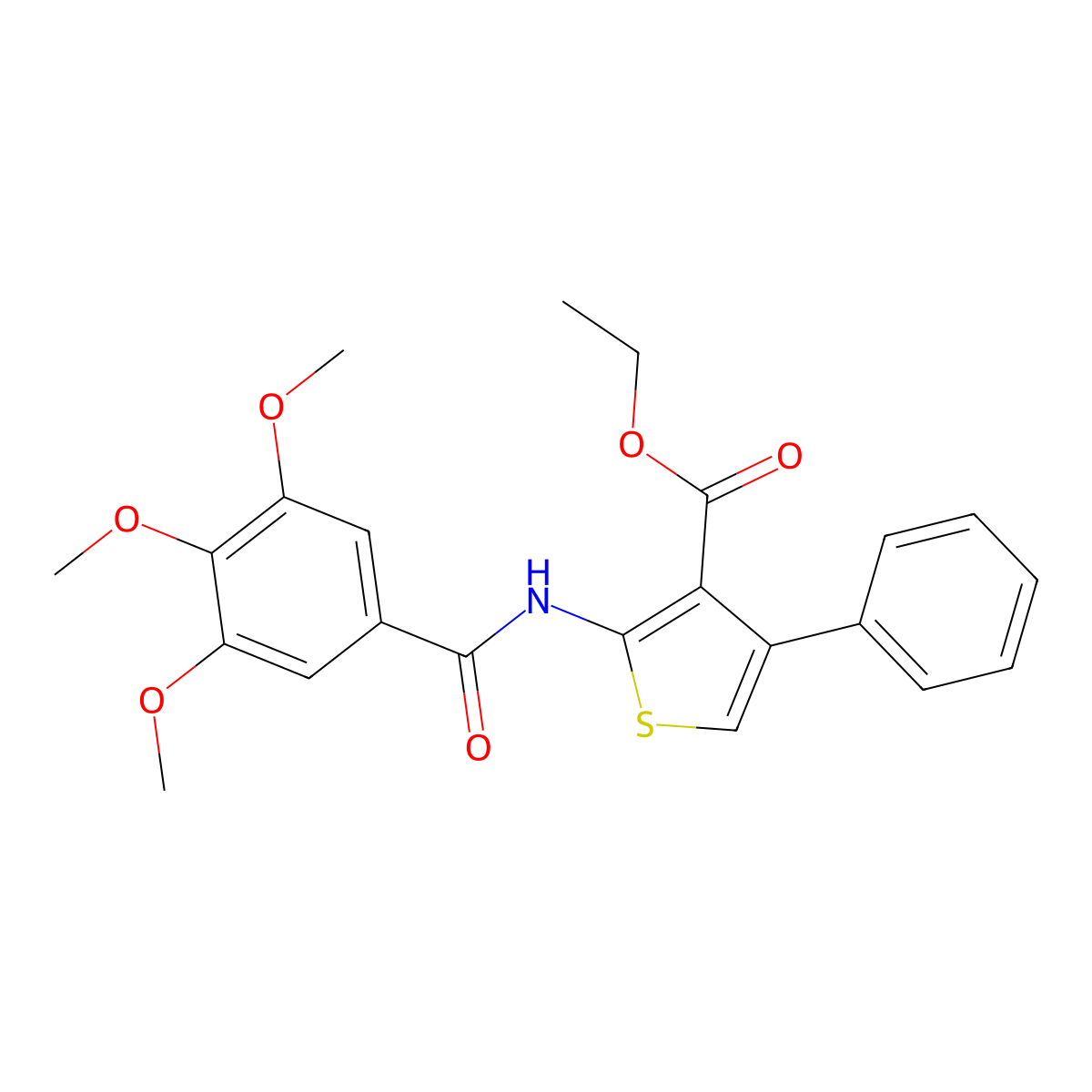 Ethyl 4-phenyl-2-(3,4,5-trimethoxybenzamido)thiophene-3-carboxylate molecular structure, CAS 300567-18-4