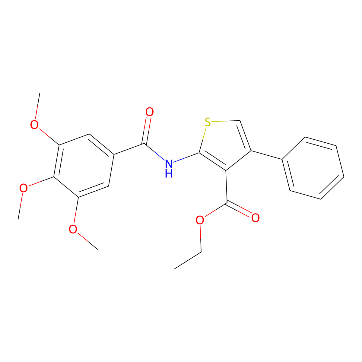 Ethyl 4-phenyl-2-(3,4,5-trimethoxybenzamido)thiophene-3-carboxylate molecular structure, CAS 300567-18-4