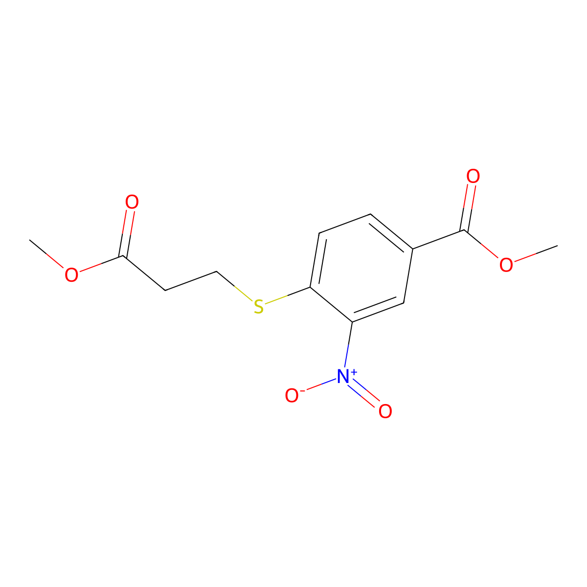 Methyl 4-[(3-methoxy-3-oxopropyl)thio]-3-nitrobenzoate molecular structure, CAS 300567-24-2