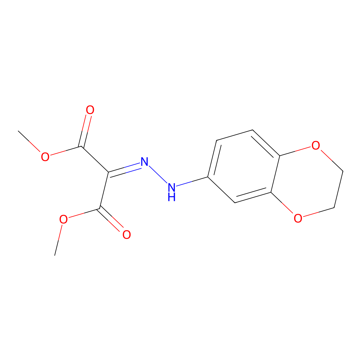Dimethyl 2-(2,3-dihydro-1,4-benzodioxin-6-ylhydrazinylidene)propanedioate molecular structure, CAS 300567-27-5