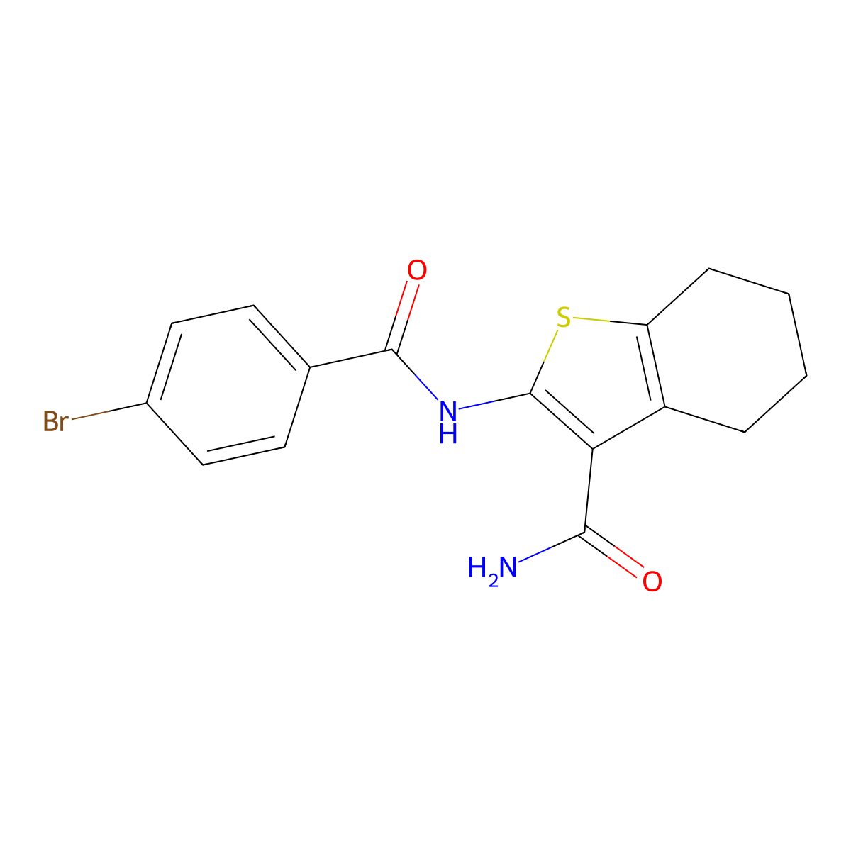 2-(4-Bromobenzamido)-4,5,6,7-tetrahydrobenzo[b]thiophene-3-carboxamide molecular structure, CAS 300567-34-4