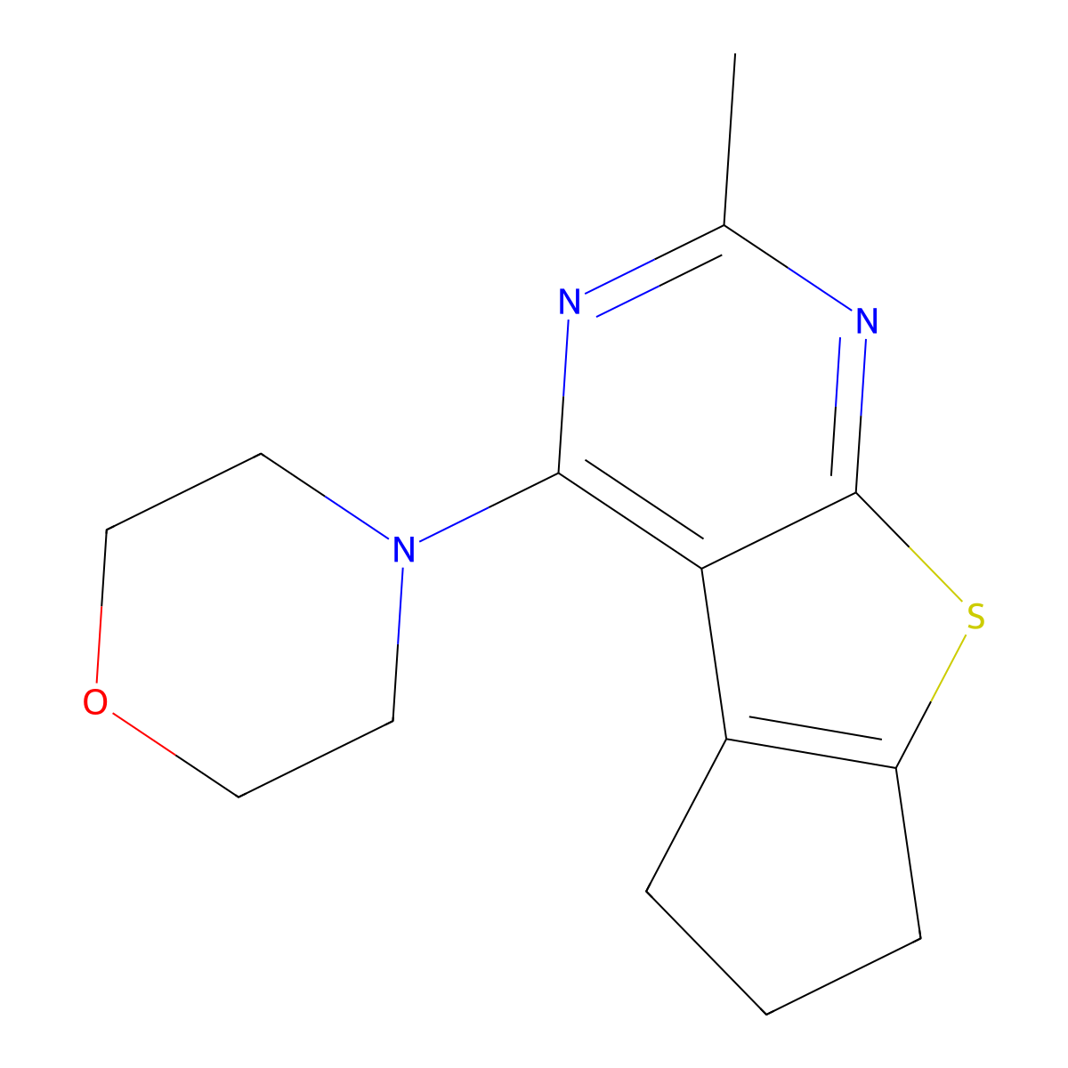 4-(2-methyl-6,7-dihydro-5H-cyclopenta[4,5]thieno[2,3-d]pyrimidin-4-yl)morpholine molecular structure, CAS 300567-41-3