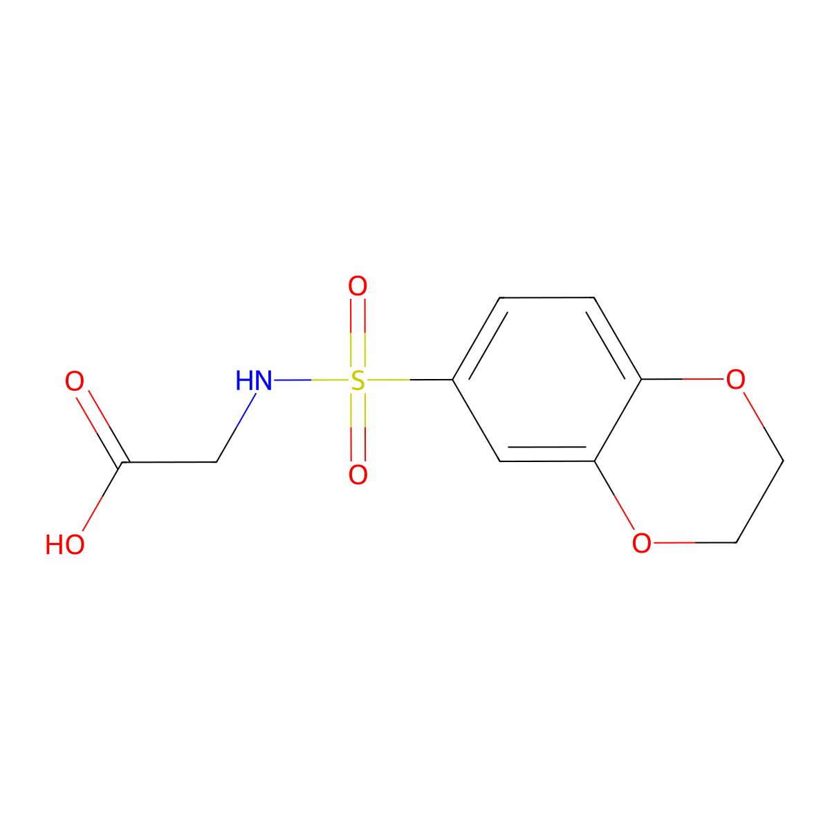 (2,3-Dihydro-benzo[1,4]dioxine-6-sulfonylamino)-acetic acid molecular structure, CAS 300567-51-5