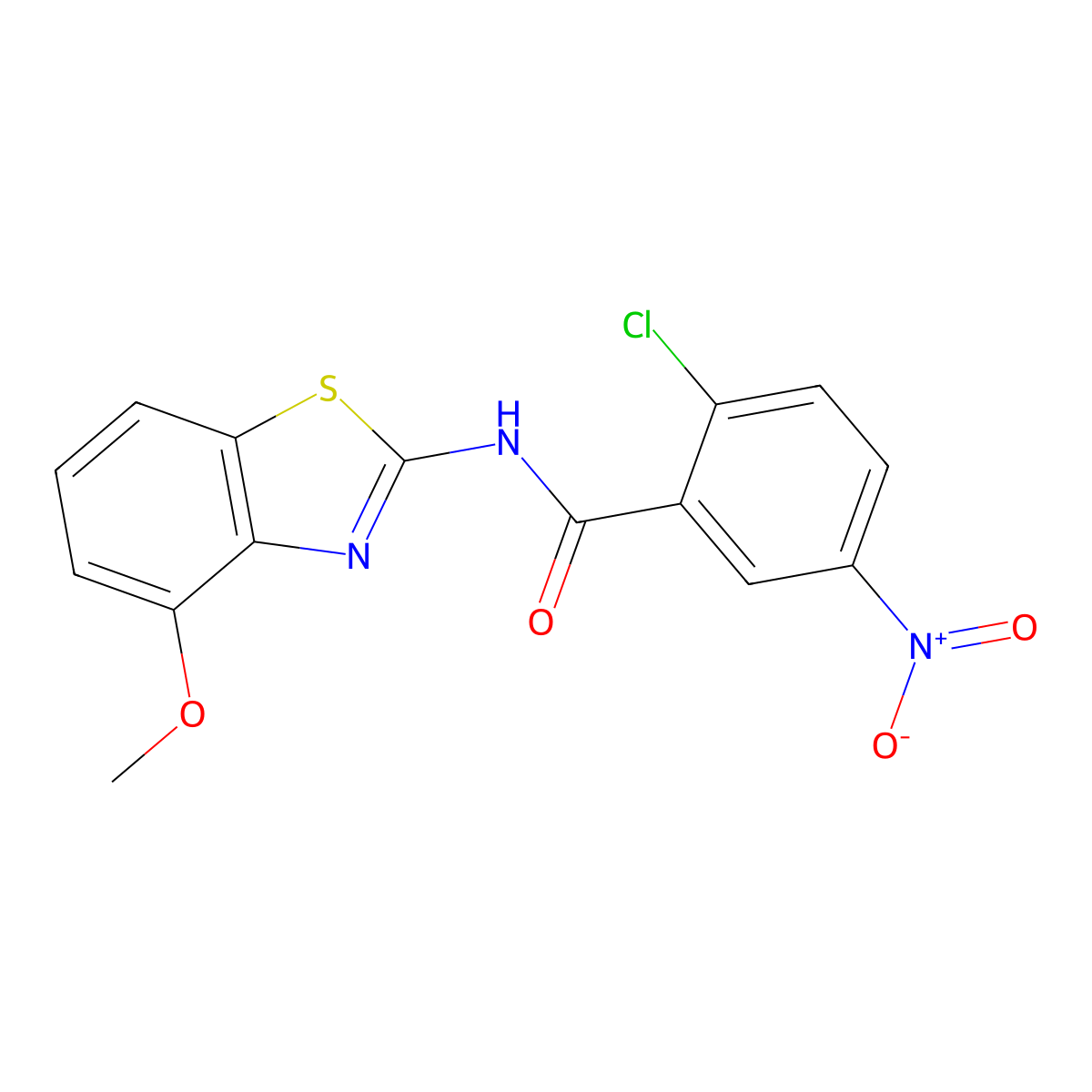 2-chloro-N-(4-methoxy-1,3-benzothiazol-2-yl)-5-nitrobenzamide molecular structure, CAS 300568-04-1