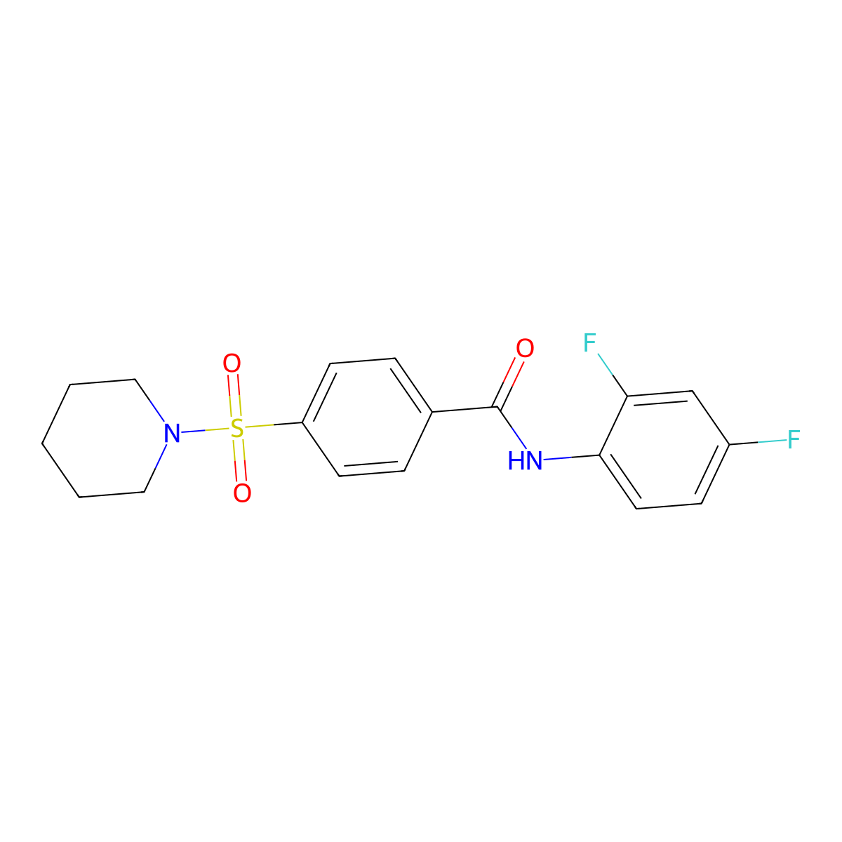 N-(2,4-difluorophenyl)-4-(piperidin-1-ylsulfonyl)benzamide molecular structure, CAS 300568-10-9