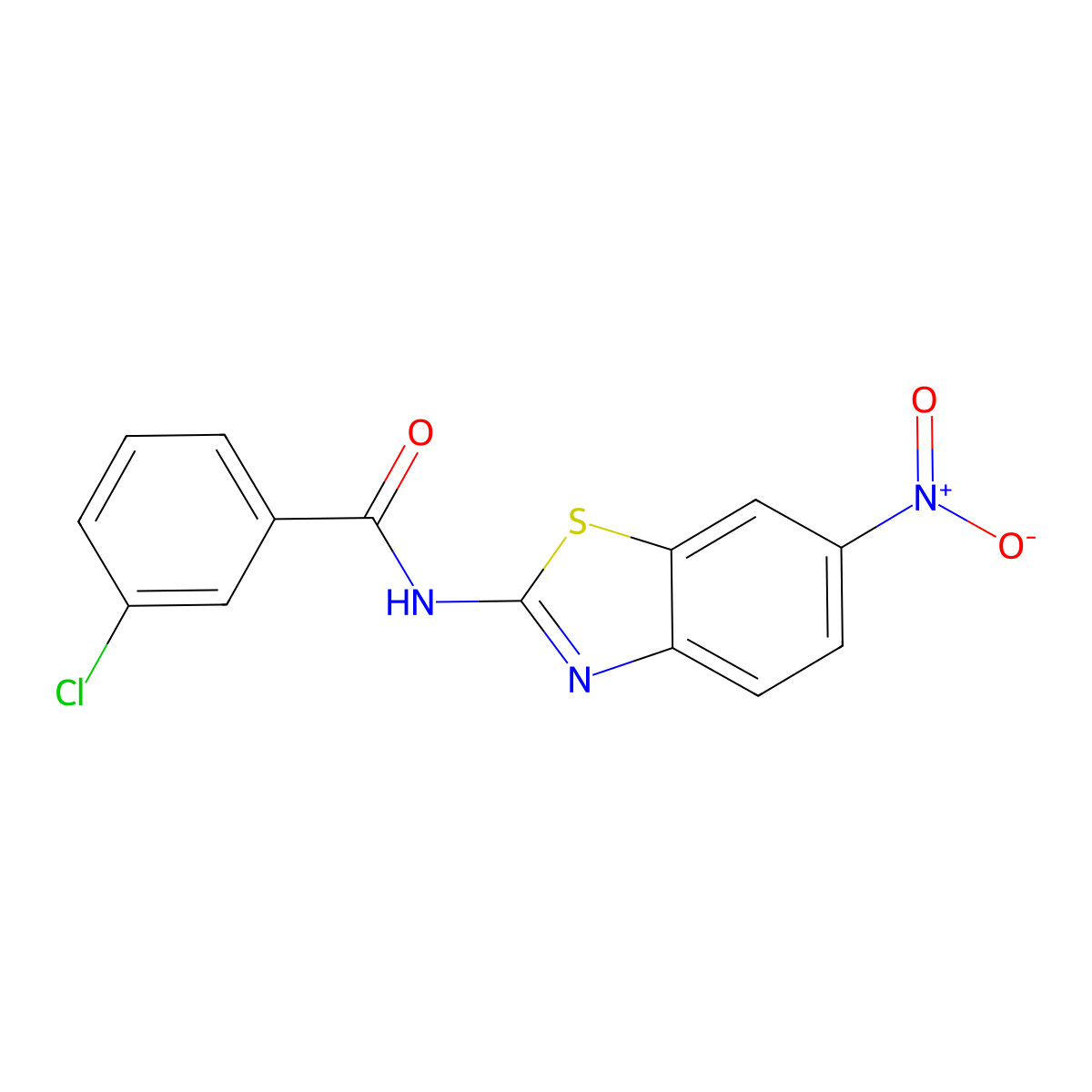 3-chloro-N-(6-nitro-1,3-benzothiazol-2-yl)benzamide molecular structure, CAS 300568-12-1